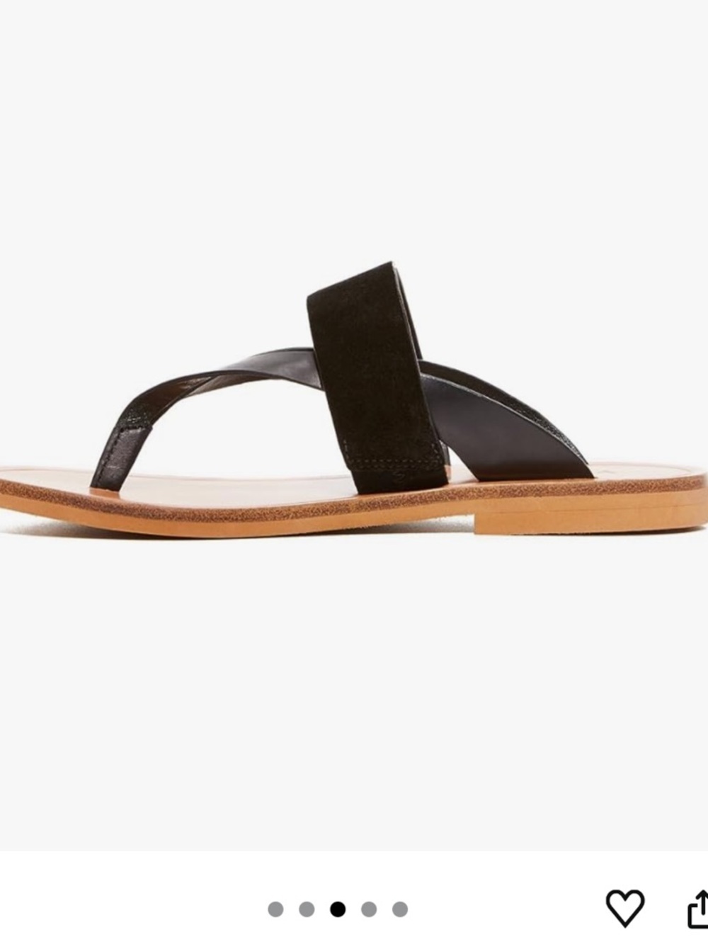 Vince grey Suede Wide Strap Tan Leather Thong Sandal - Picture 5 of 10